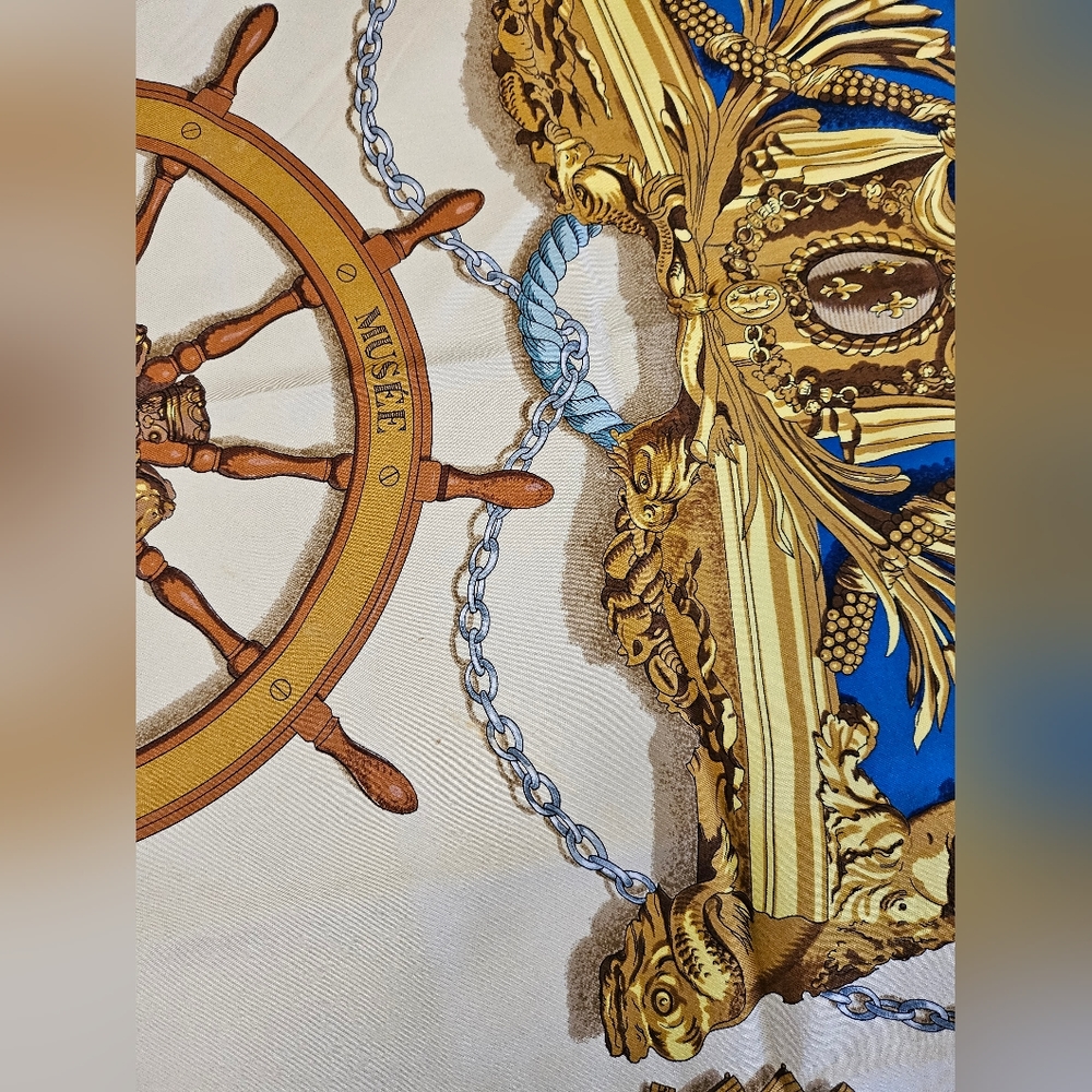 Hermes Musée 90 Cream Silk Scarf - Picture 4 of 5